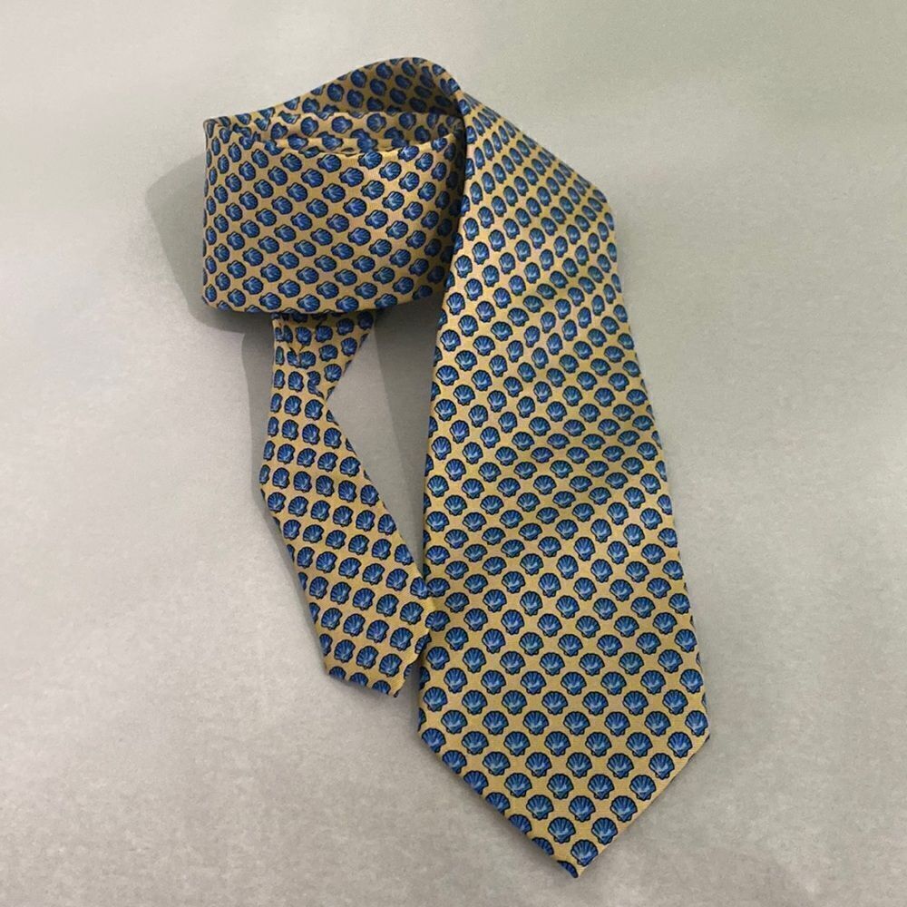 J.Crew The Silk Tie Mens Yellow Blue Shell Classic Tie